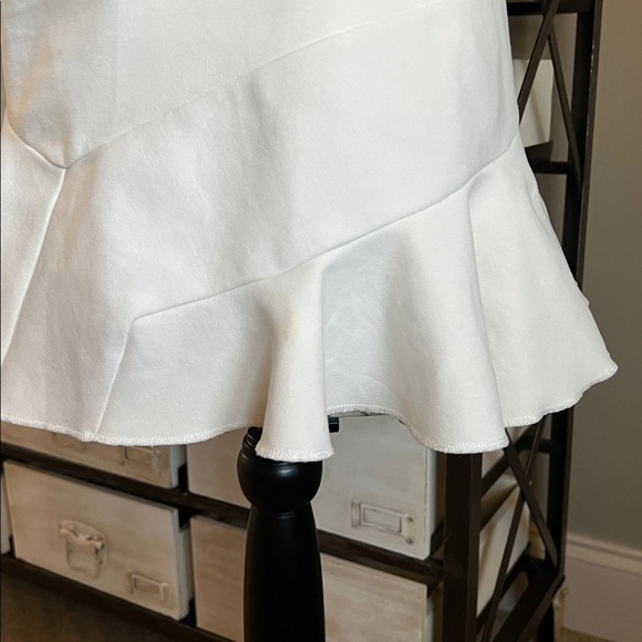 J Crew Off White Short Sleeve Peplum Ruffle Hem Top - Picture 2 of 10